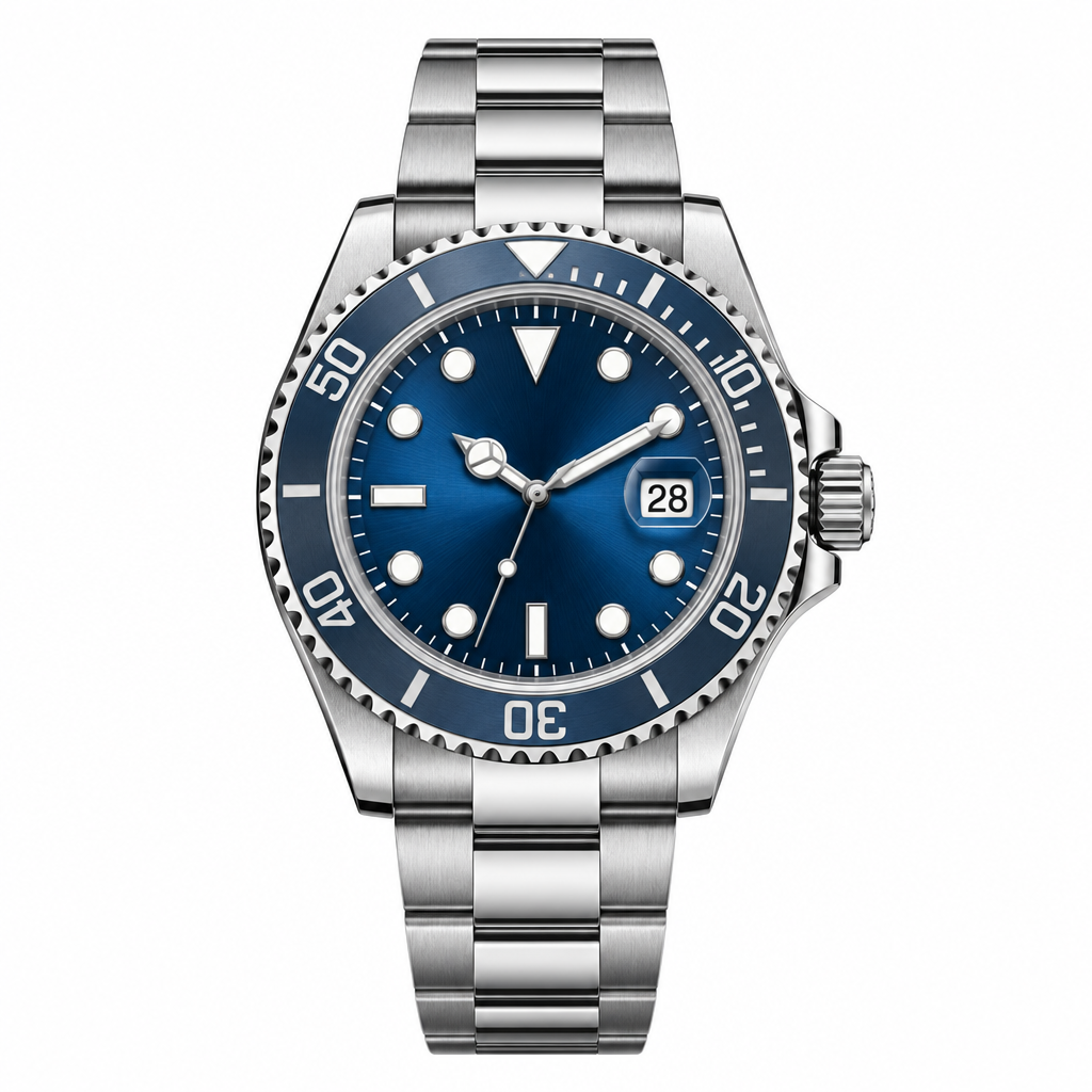 Stainless Steel & Platinum Blue Cadran