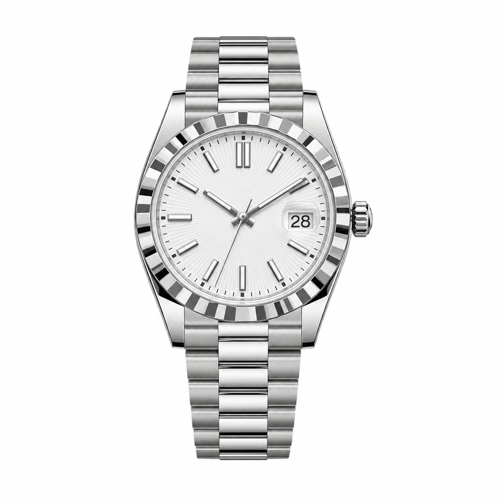 Date 40MM Or Blanc Et Cadran Blanc President Ceinture