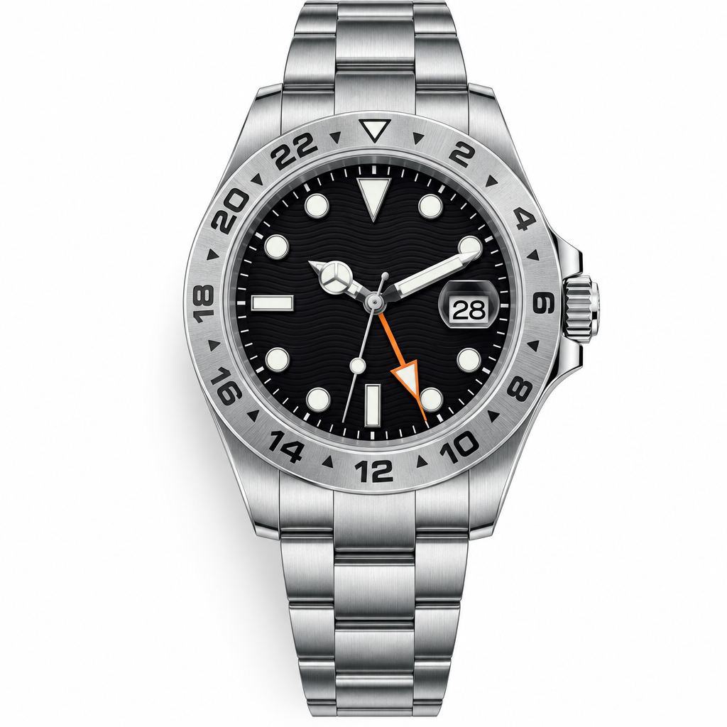 II Black Dial Orange Hand Steel